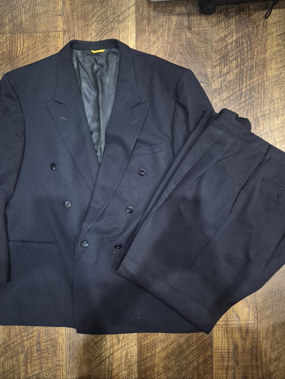 Vtg Kuppenheimer Premier Edition 100% Wool Navy Blue Double Breasted Suit
